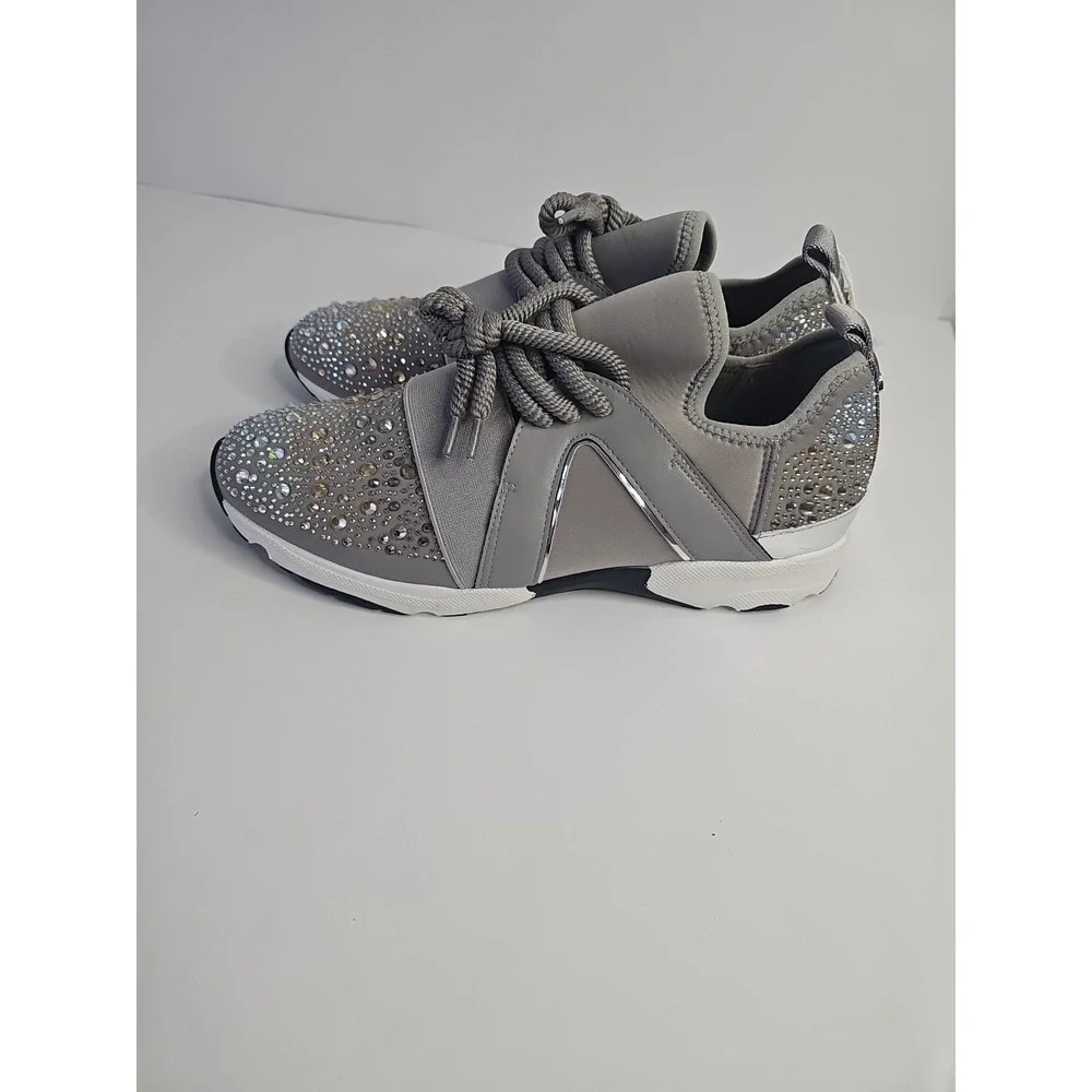 Carvela Women's Lament Bling Embellished Sneakers  Gray Size 38.5 - Picture 5 of 10